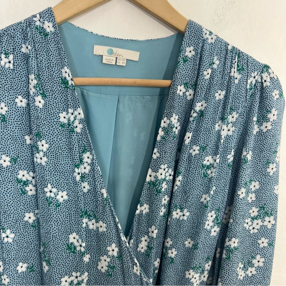 Boden Aurora Heron Blue Floral Midi Wrap ASO Kate Middleton Dress Size 8 - Picture 9 of 16